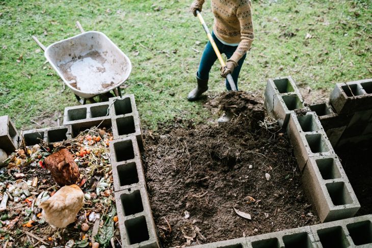 牡丹を植える前に、堆肥を土に入れてください。